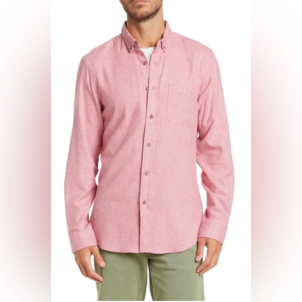 14TH & UNION BURGUNDY BLUSH WHITE GRINDLE Long Sleeve Trim Fit Shirt   XX-LRG